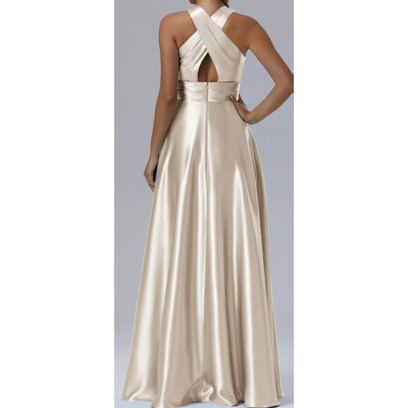 FORMAL AW 22 3X Plus Kimberly Champagne Bridesmaid Wedding Maxi Dress New b72 - Picture 3 of 5